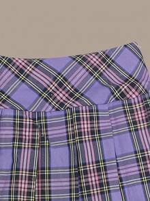 Resyla 新年服装拉链格子褶裙