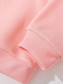 少女蓬松白色圆领运动衫和紧身裤套装 - 粉色 - 查看 4