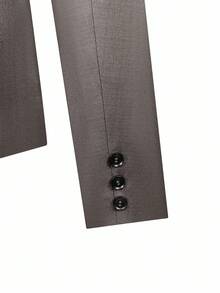 Manfinity Bizformal 1 件男士灰色双排扣西装外套，商务休闲正装，时尚通勤百搭西装外套，送给丈夫、男朋友的首选男士双排扣西装外套双排扣西装外套男士男士西装外套 - 咖啡棕 - 查看 5