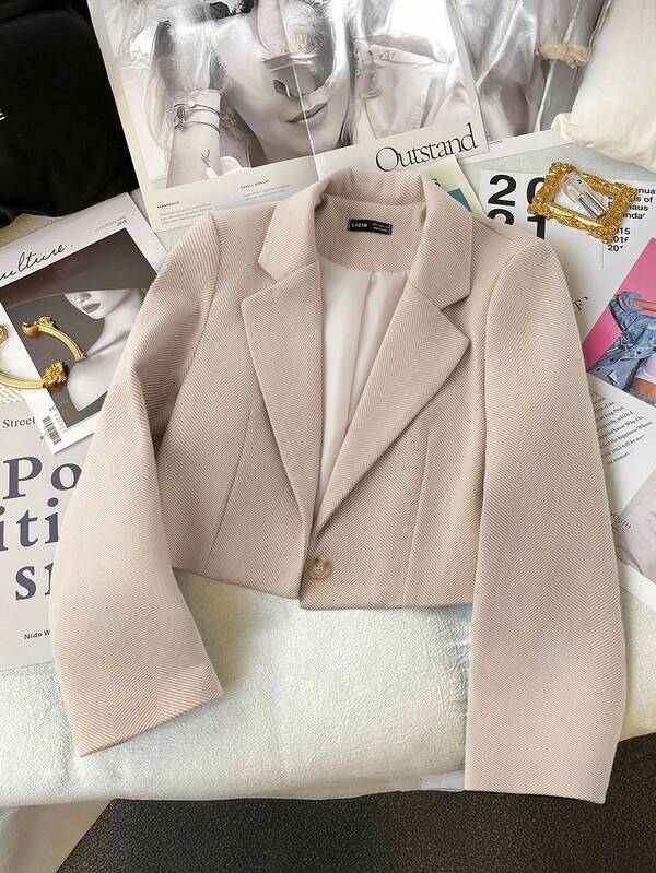 Franclia Blazer de mujer casual y minimalista de unicolor con cuello de solapa y manga larga