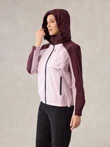 OutZeal Women Water-Resistant Color-Blocked Zip Pocket Hood Outdoor Shell Jacket Hiking Camping - Multicolor - View 11