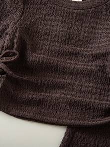 SHEIN Baby Girls Casual Versatile Solid Color Knit Long Sleeve T-Shirt Set Fall Winter