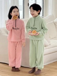 Genkimix Kids Genkimix 少女字母印花休闲卫衣+纯色休闲慢跑裤套装 - 粉色 - 查看 3