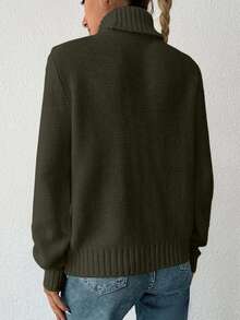 Maglione casual a collo alto in tinta unita da donna, autunno/inverno