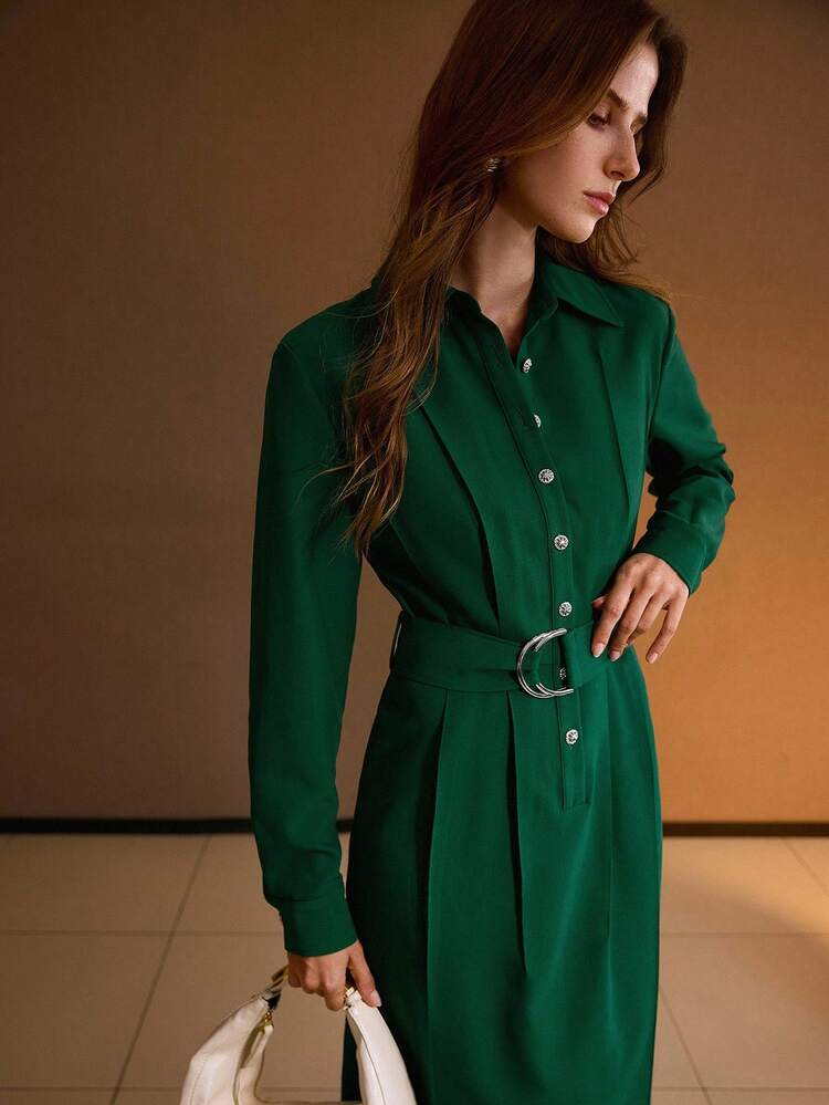 HALF BUTTON PRESS CREASE DRESS