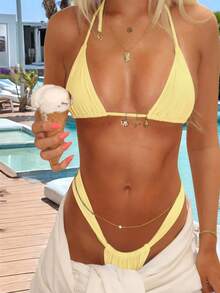 Bonvoyette Bikinis Beachwear Spring And Summer Fashion Vacation Casual Solid Colour Starfish Decor Sexy Bikini Outfits For Women