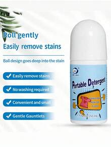 1pc/2pcs/3pcs 50ml Stain Remover Portable Clothes Rolling Bead,Magic Powerful Cleaner Cleaning Pen Clothes Decontamination,No-Wash Emergency Fast Clear Liquid Roller-Ball Cleaner Clothe Fabric Cleaning Tool