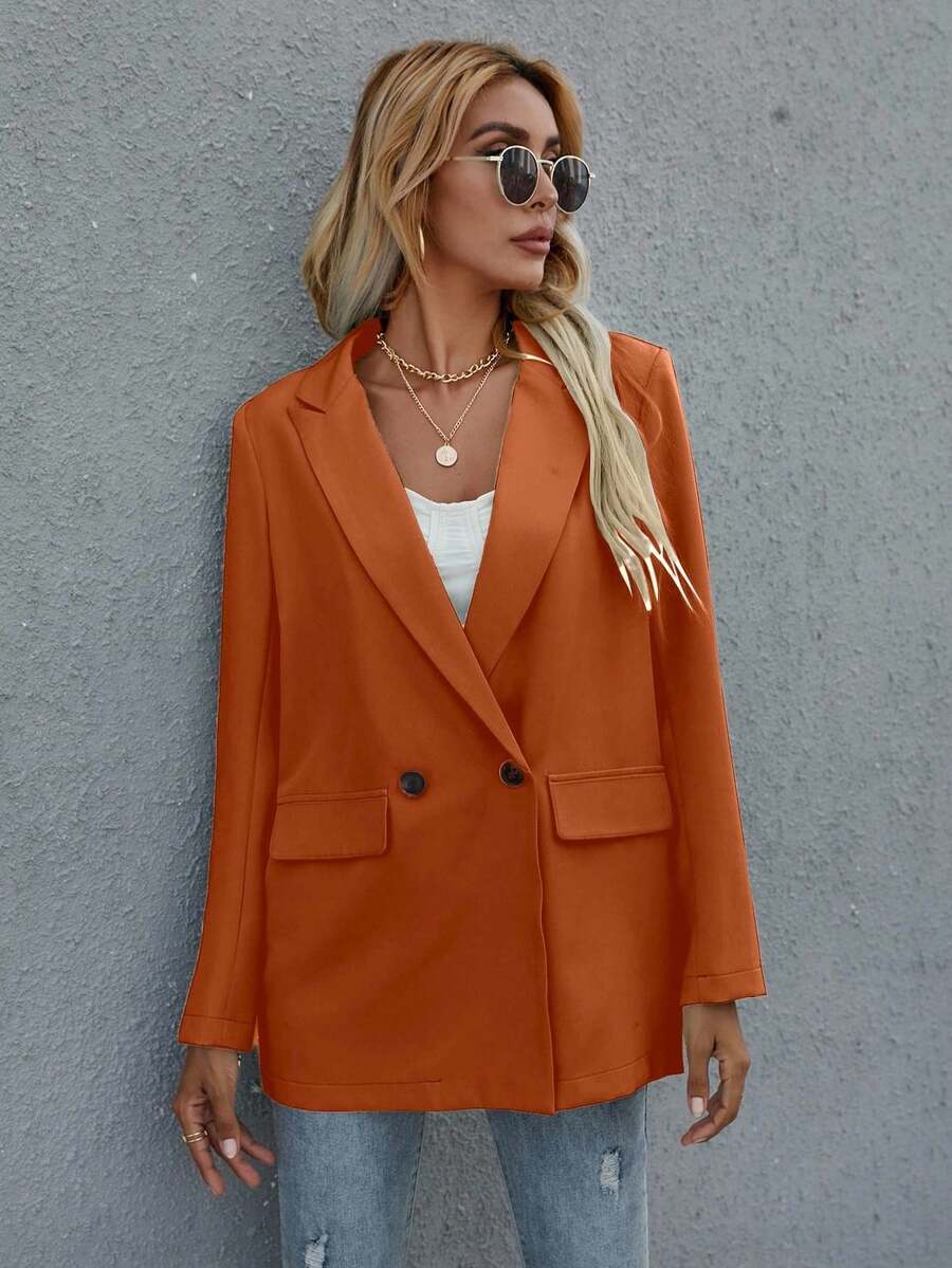 EMERY ROSE Blazer clásico de doble botonadura de manga larga, elegante para usar en la oficina