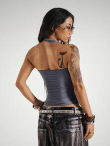 StreetHx Débardeur de sport pour femmes avec imprimé numérique et lettres - Gris - Voir 3