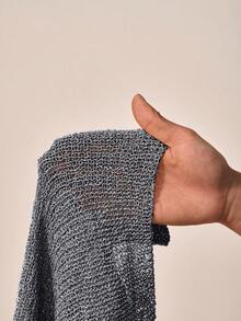 Zivah 性感披肩斗篷百搭针织披肩细肩带 V 领不对称肩部设计上衣，度假风格 - 灰色 - 查看 8