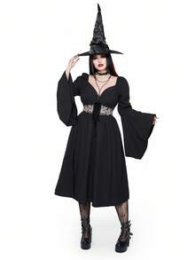 Whyspr Halloween Kleider in Große Größen - Schwarz - Übersicht 2