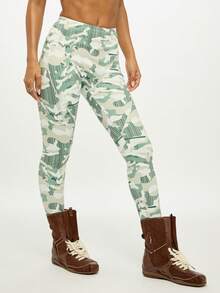 SUMWON WOMEN Camo Print Leggings With Striped Pattern High Waisted Stretch Pants For Casual Everyday Style - Multicolor - View 6