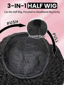 Wear Go 半头假发，非洲卷发，弹性贴合，三合一半头假发，带抽绳，自然发际线，无缝设计，新手友好，即戴即用，无需胶水，真人发假发，预先拔毛的发际线，180% 密度，14-16 英寸波波头，18-26 英寸常规长度，自然色，未经加工的原生发，Y2K 真人发假发礼品 - SNatural - 查看 12
