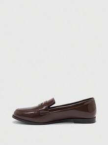CUCCOO BIZCHIC Mocasines de mujer de punta redonda, color café, clásicos, simples y cómodos. Versátiles para ir al trabajo, la oficina y el uso diario. - Café integral - Ver 8