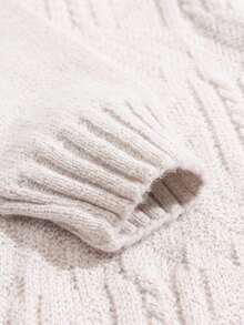 EURMUSE Men Cable Knit Turtle Neck FW Fashion Regular Sweater - White - View 4