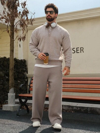 DAZY Pantalones de punto con estampado de letras para hombre, otoño