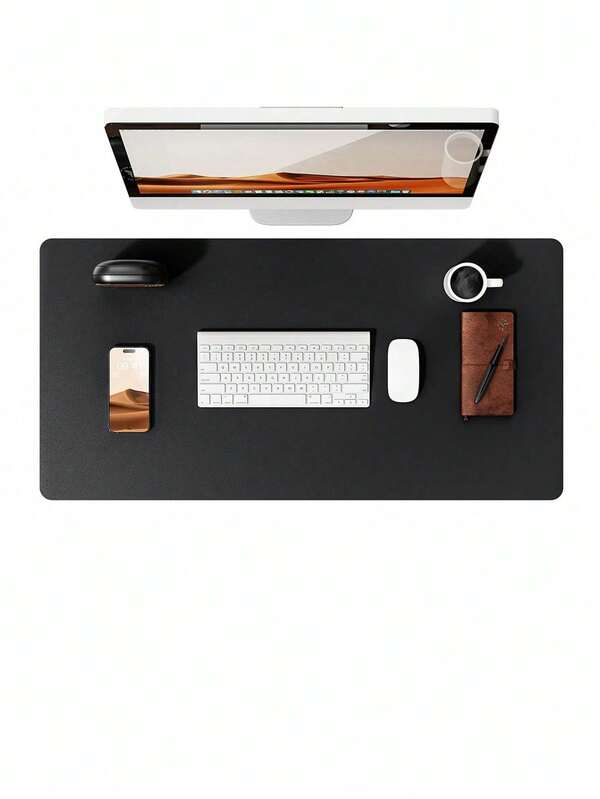 SHEIN 1pc Leather Desk Pad, Office Desk Mat Protective Cover, Plain Color Desk Mat, Large Mouse Pad, Non-Slip Waterproof PU Leather Desktop Pad For Laptop, Computer, Notebook, Student Dorm, Vanity Table, Nail Salon Back To School