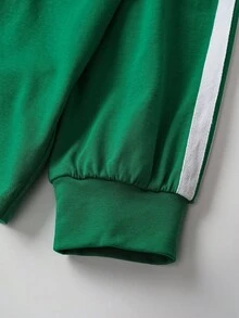 HARRY POTTER X SHEIN Women's Letter & Striped Pattern V-Neck Long Sleeve T-Shirt Green Jersey Green Shirt - Green - View 6