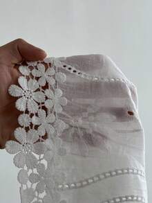 Calvaya Plus Eyelet Embroidery Halter Neck Dress, Summer - White - View 7