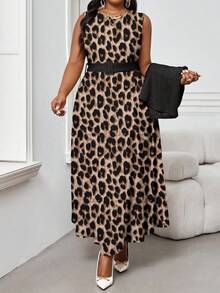 SHEIN Lady Bộ đồ 2 món thời trang đi làm công sở mùa xuân hè thu đông họa tiết da báo nhiều màu sắc cổ tròn loe thắt nút midi tay dài ba phần tư cỡ lớn phối đồ cỡ lớn áo trơn màu và váy họa tiết da báo, trang phục đi làm thời trang công sở trang phục công sở cho nữ trang phục công sở thường ngày cho phụ nữ trang phục mùa thu cho nữ váy họa tiết động vật trang phục mùa thu trang phục công sở thường ngày cho phụ nữ trang phục mùa thu cho phụ nữ trang phục công sở cho phụ nữ bộ đồ mặc ở nhà cho phụ nữ quần áo mùa thu quần áo mùa thu cỡ lớn quần áo mùa thu cho phụ nữ - Nhiều màu - Xem 3