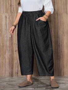 EMERY ROSE Plus Size Women's Solid Color Casual Pocket Jeans