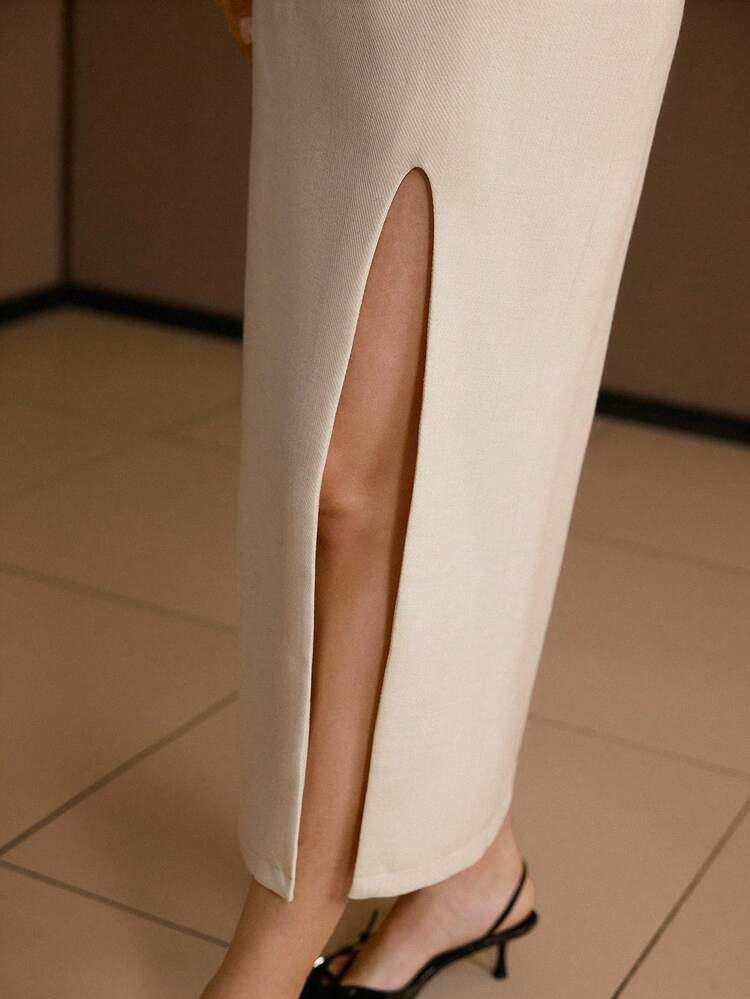 SPLIT THIGH STRAIGHT SKIRT FOR AUTUMN & WINTER