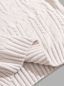 EURMUSE Men Cable Knit Turtle Neck FW Fashion Regular Sweater - White - View 5