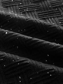 EASEVO Plus Size Men's Fashionable Shiny Short Sleeve Black Shirt, Summer - Black - View 6