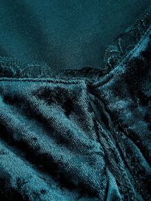 SHEIN MOD Lace Patchwork Velvet Drawstring Ruffle Hem Women's Mini Dress ,Dresses For Women,Elegant Dresses For Women,Elegant Dresses For Party,Green Dress,Halloween Dress,Fall Dresses For Women,Winter Dress Women,Halloween Costumes,Green Dress For Women,Christmas Dress