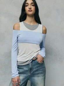 TypaGal Áo trễ vai nhiều lớp màu xanh pastel dịu nhẹ lý tưởng cho các bộ sưu tập mùa thu, mùa đông và trang phục công sở thường ngày của phái nữ. Kiểu dáng hiện đại tạo nên nét độc đáo cho mùa thu, hoàn hảo cho các trang phục trang trọng hoặc phong cách ngày lễ. - Nhiều màu - Xem 1