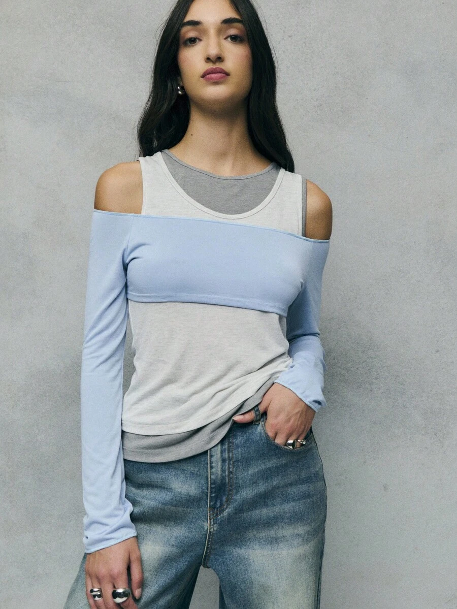 TypaGal Áo trễ vai nhiều lớp màu xanh pastel dịu nhẹ lý tưởng cho các bộ sưu tập mùa thu, mùa đông và trang phục công sở thường ngày của phái nữ. Kiểu dáng hiện đại tạo nên nét độc đáo cho mùa thu, hoàn hảo cho các trang phục trang trọng hoặc phong cách ngày lễ. - Nhiều màu - Xem 1