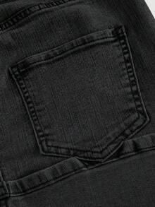 SHEIN MOD 女式休闲水洗牛仔迷你裙，夏季 - 深灰色 - 查看 3