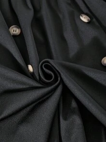 1 Stück Mädchen Langarm Kleid mit Kragen, Mesh-Einsatz und Gürtel, Schwarz, geeignet für Lässig, Schule, Halloween Anlässe - Schwarz - Übersicht 7