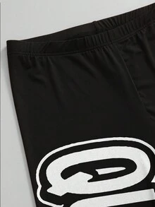 Maweii Bộ 2 chiếc áo thun cổ tròn tay dài họa tiết gợn sóng Queen Slogan và quần legging, size lớn - Nhiều màu - Xem 4