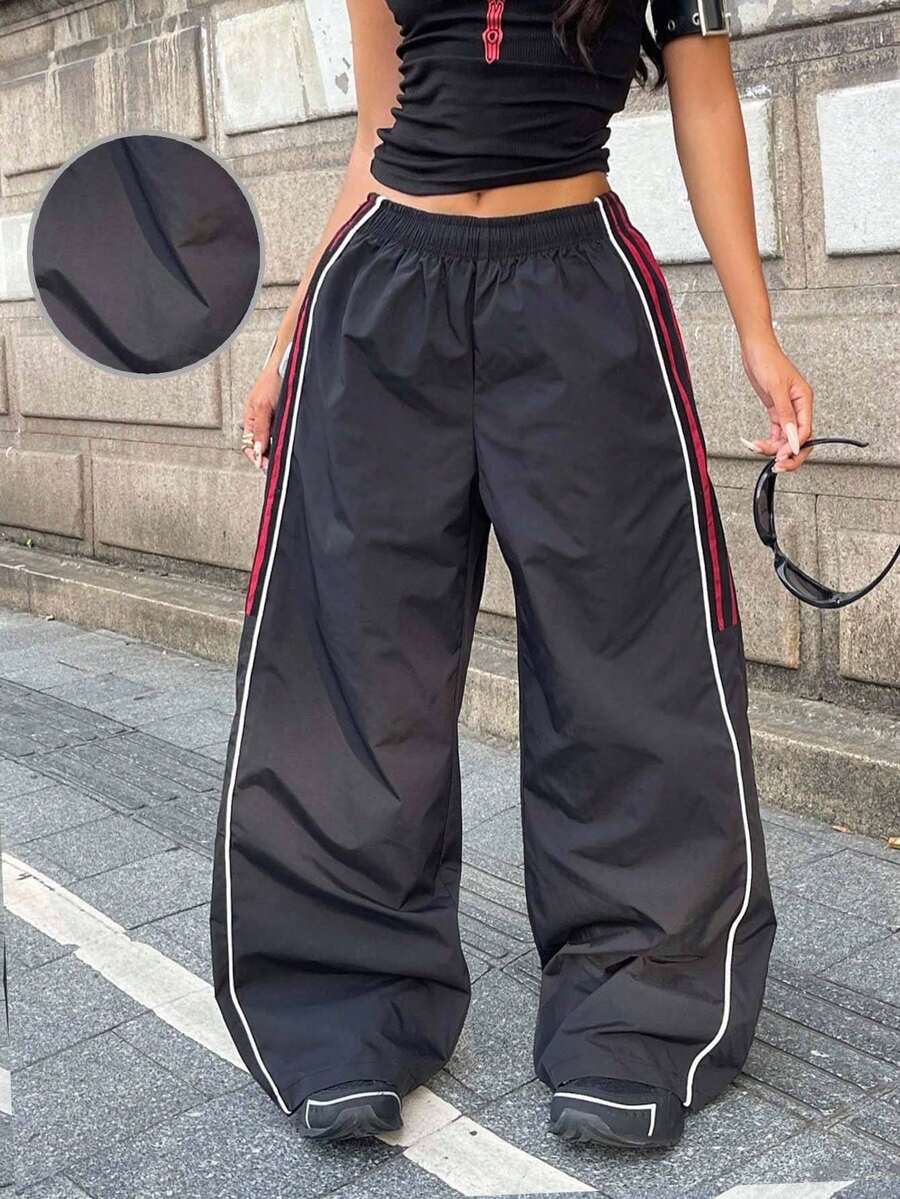 Coolane Women's Fall Streetwear Vintage Concert Rave Festival Going Out Renaissance Fair Clubs Y2K Color-Blocked Wide Leg Pants