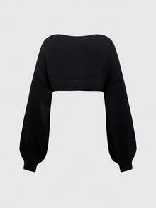 ROMWE Goth 万圣节哥特式南瓜藤蔓刺绣女式短款披肩薄款罩衫外套 - 黑色 - 查看 5