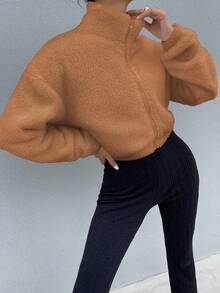 Chiquease Fluffy & Cute Personalized Thickened Jacket Fall Winter Cloth For Women - Brown - View 5