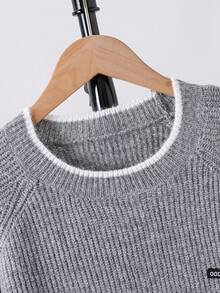 Vacaura Nouveau pull polyvalent à la mode et décontracté pour les garçons pré-adolescents - Gris - Voir 3