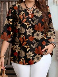 Mellowie Damen Große Größen Blumen Muster Knopfleiste Kurzarm Lässig Bluse, Damen Sommer Bluse, Damen Bluse, Country Resort Stil, Damen Boho Bluse, Damen Country Lässig Resort Tragen, Lehrerin Blusen Große Größen Blumen Oberteile Herbst Blusen Für Damen Große Größen Lässig Blusen Große Größen Herbst Oberteile Damen Große Größen Blusen Schicke Blusen Für Damen - Verschiedenfarbig - Übersicht 3