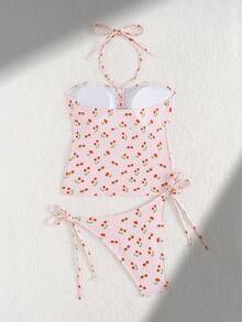Swim Mod 2pcs Women Fruit Floral Gingham Bikini Set - Multicolor - View 7