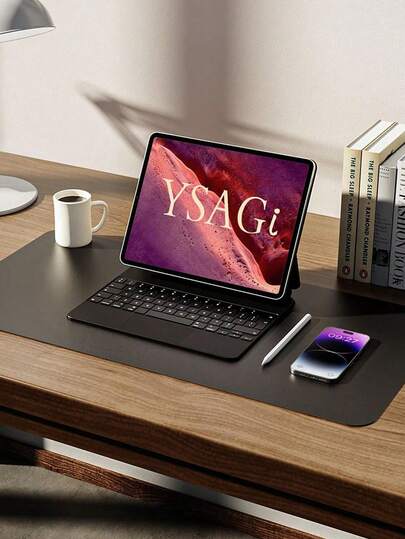 SHEIN 1 pieza Alfombrilla de escritorio de oficina de gran tamaño de piel sintética (PU), alfombrilla de ratón, pizarra impermeable, tapete de tocador, tapete de barra, suministros de consumo, adecuado para escritorio de estudiante, oficina y uso doméstico