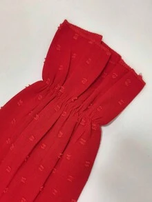 Franclia 1 chiếc áo cánh tay bồng phối ren màu trơn đơn giản dành cho nữ, quần áo mùa thu năm mới - Đỏ - Xem 5