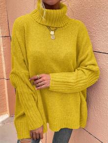 EMERY ROSE Women's Casual Loose Pullover Sweater, Suitable For Autumn/Winter, Christmas - Yellow - View 4