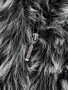 EASEVO Plus Size Men's Fashionable Long Sleeve Faux Fur Coat, Fall Winter - Black - View 5