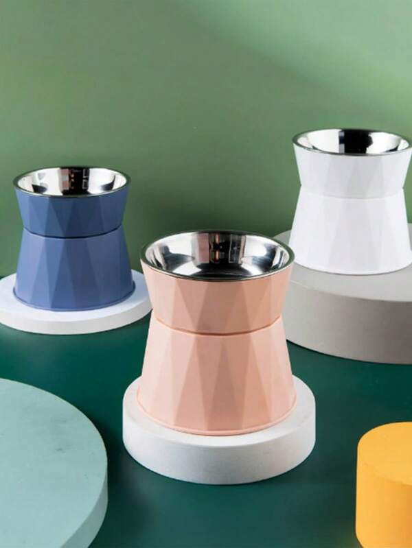 Zazumi PETSIN Bol surélevé pour chat de grande capacité avec bol en acier inoxydable pour chien, bol pour animaux de compagnie à motif triangulaire détachable