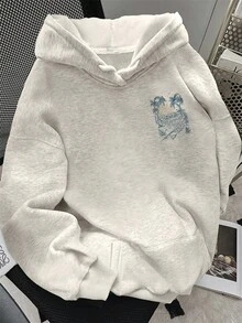 SHEIN 女士休闲宽松棕榈树印花长袖卫衣，秋季