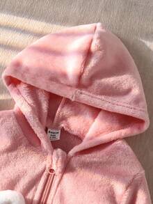 Baby Girls' Pink Rabbit Animal Plush Jacket & Pants Casual Comfortable Loungewear Set Fall Winter - Pink - View 6