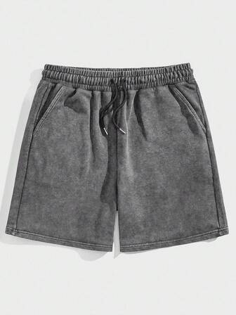 Street Life Herren einfarbige Shorts mit elastischem Bund, Kordelzug und Destroyed-Optik