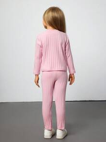 SHEIN 2件套女童休闲运动舒适长袖连帽服装，秋季 - 彩色 - 查看 2