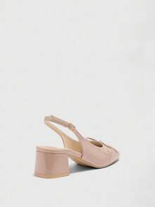 CUCCOO BIZCHIC Women's Fashion Apricot Backstrap Classic Low Chunky Heel Slip-On Pumps, Versatile For Daily, Commute And Work Wear For Christmas Spring Shoes - Dusty Pink - View 8